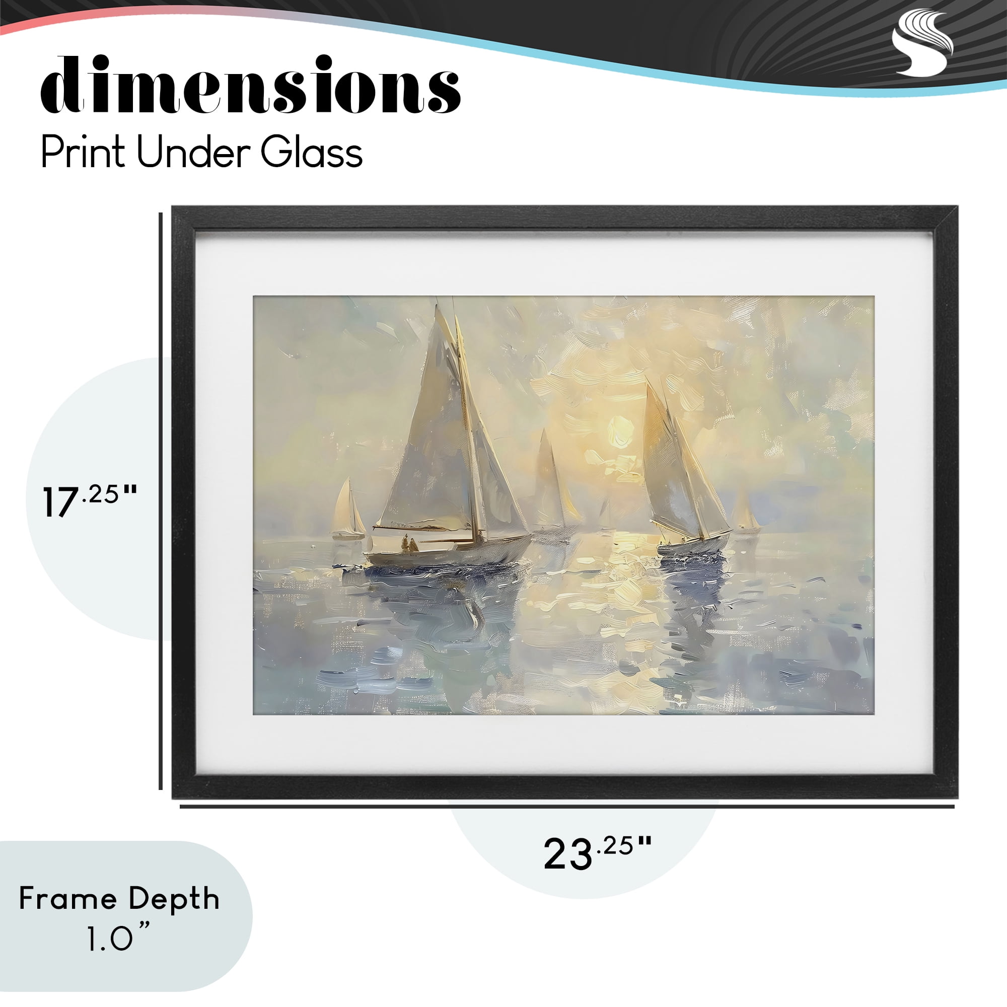 Stupell Industries Sunset Sailboats Glow Black Framed Print Under Glass, design by Creative Studio