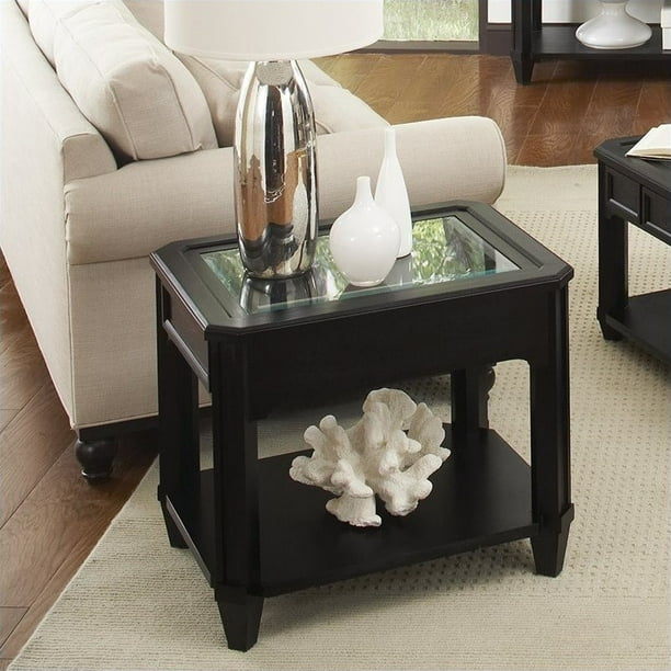 Riverside Furniture Farrington Glass Top Rectangular End Table In Black Forrest Birch Com Riverside Furniture Farrington Glass, Wood End Tables With Glass Top