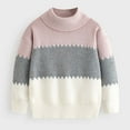 thumbnail image 2 of Lmnyox Boys Girls Turtle Neck Pullover Sweaters Long Sleeve Color Block Knit Tops Fall Winter Fashion Sweaters, 2 of 7