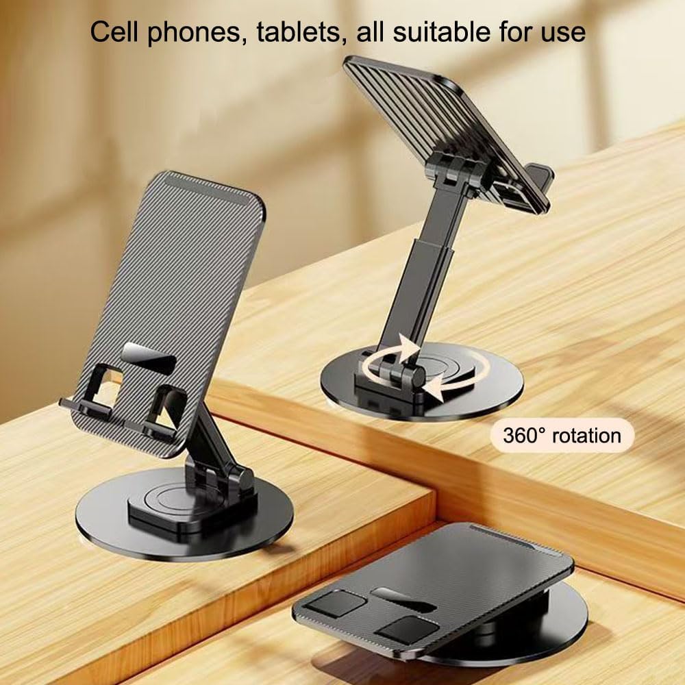 Cell Phone Stand 2 Pack,Angle Height Adjustable Cell Phone Holder for Desk,Foldable Desktop Phone Holder Cradle Dock with Silicon Pad Compatible with All Mobile Phones
