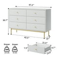 thumbnail image 2 of FURNIWAY 6-Drawer Double Dresser, White Dresser with Gold Handles, Fluted Panels, Modern Wood Chest, 2 of 7