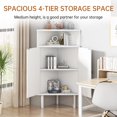 thumbnail image 4 of furlinkhm 4-Tier Corner Cabinet with Doors & Shelves, Rattan Freestanding Bar Storage Cabinet, Corner Table for Small Spaces, Living Room, Kitchen, Bathroom (White), 4 of 9