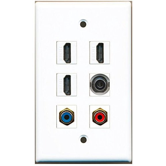 RiteAV - 3 HDMI 1 Port RCA Red 1 Port RCA Blue 1 Port 3.5mm Wall Plate