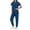 15#Navy, variant on Womens Scrubs 2 Piece Set Short Sleeve V Neck Top Elastic Waist Jogger Pants Set Nurse Uniform Scrubs Workwear Dark Blue M