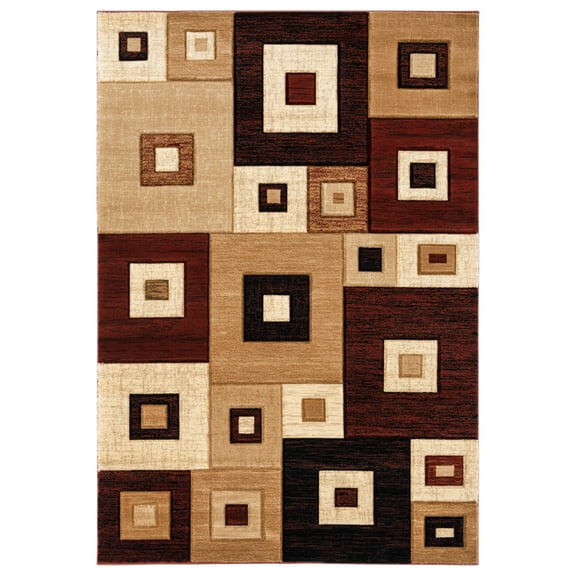 Designer Home Swan Area Rug 2050 10234 Cicero Burgundy Blocks Dotted 2' 7" x 7' 4" Rectangle