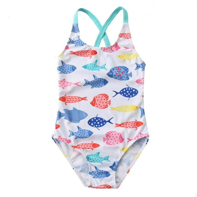 Pisexur Girls One-Piece Swimsuit 3-7 Years Adjustable Ruffle Bathing Suits Cute Striped Swimwear for Toddler Beach Pool