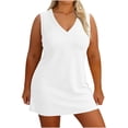 thumbnail image 3 of Horkkom Plus Size Dresses for Curvy Women V Neck Sleeveless Mini Dresses Summer Beach Vacation Sundresses XXXXXL, 3 of 7