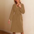 thumbnail image 2 of Womens Long Pea Coat Notch Lapel Trench Coat Winter Long Jacket with Belt Color: Khaki Size: M, 2 of 5