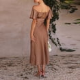 thumbnail image 4 of XDZJLR Robes Femmes Été Élégantes Manches Courtes Col en V Dos Nu Fente et Robe de Tenue, 4 of 7