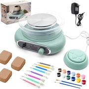 Mini Pottery Wheel Kit, 4.7" Pottery Wheel for Kids Teens & Adults Beginners, Plug-in Motor, 1.32Lb Air Dry Clay, Crafts Kit for Home DIY, Ceramic Work & Art Creation
