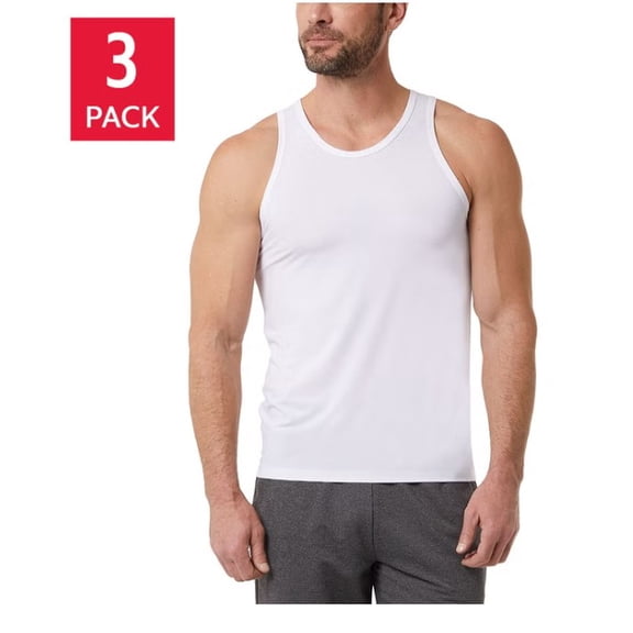 32 Degrees Men's Comfort Mesh Tank, 3-pack, White, Large