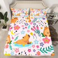 thumbnail image 2 of Capybara King Bed Sheets Set ,Cartoon Animal Sheet Set ,Lovely Flower Moon Floral Sheets,Groovy Style Pink Flat Fitted Sheet 4pcs,Lightweight, 2 of 6