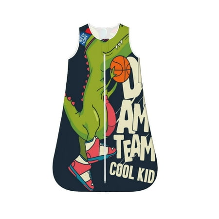

Fotbe Dinosaur Basketball Player Pattern Sleep Sack - Baby Wearable Blanket with Zipper Extra Soft Cotton Sleeveless Sleeping Bag for Infants-Small