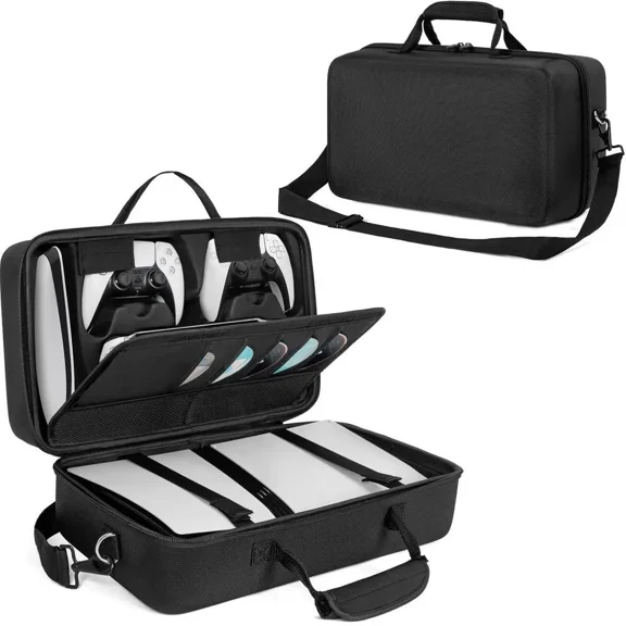 Hard Shell Carrying Case Compatible with PS5 Pro, Travel Bag Holds PlayStation 5 Pro Disk Digital Edition, Games, Headset and Gaming Accessories