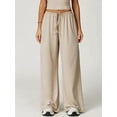 thumbnail image 2 of Women'S Wide-Leg Loose Casual Sports Pants Straight Low-Rise Sweatpants Drawstring Elastic Band Pockets  S, 2 of 7
