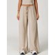 thumbnail image 4 of Pantalones Deportivos Casuales Holgados de Pierna para Mujer, Rectos, de Tiro Bajo, con Bolsillos con Cordón Elástico Albaricoque L, 4 of 9