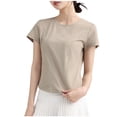 thumbnail image 2 of Women's Casual T-shirt, Oversize Short Sleeve Top, Solid Color Round Neck Blouse for Daily Wear, 2 of 9