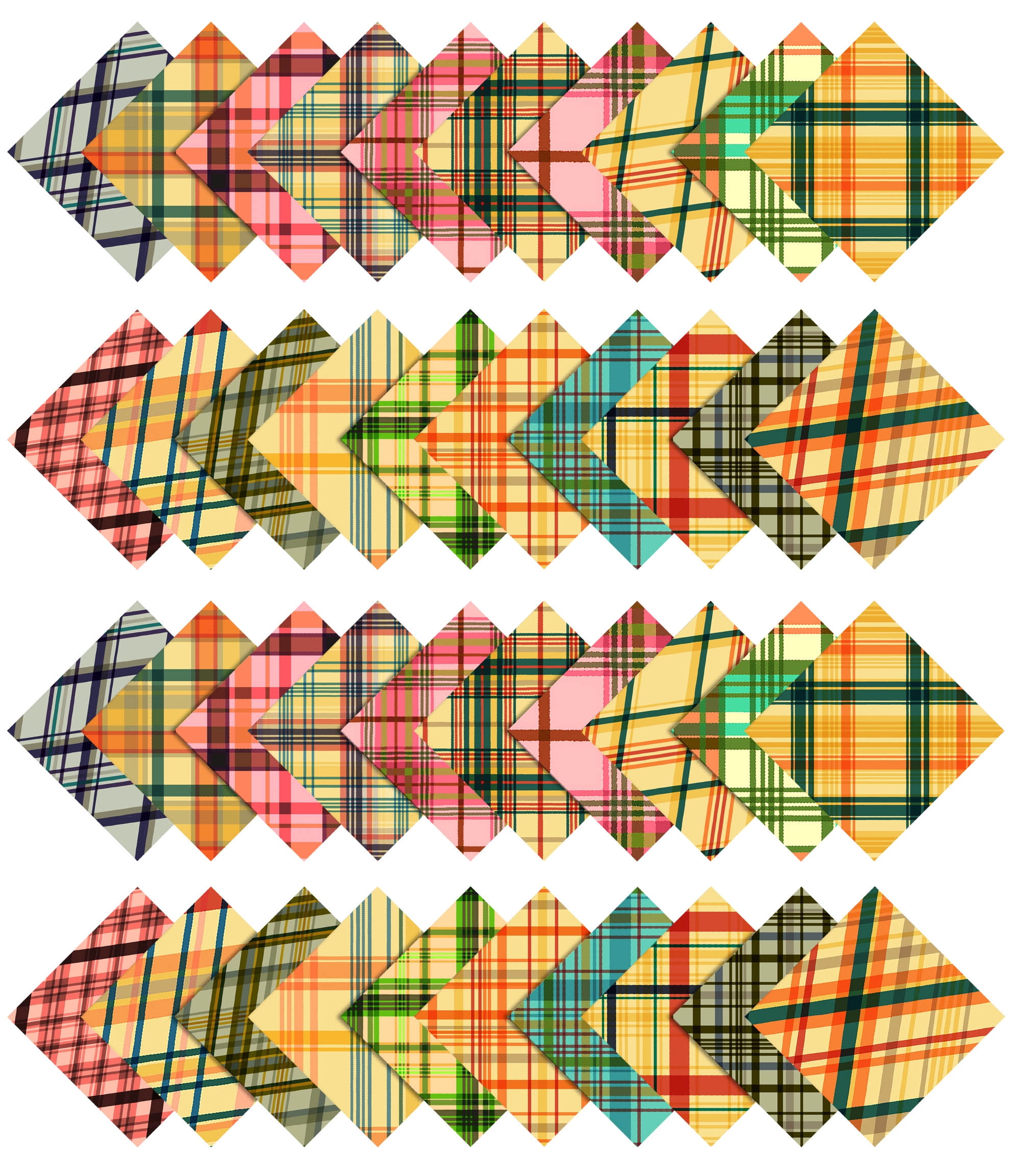 Soimoi Precut 10-inch Check Prints Cotton Fabric Bundle Quilting Squares Charm Pack DIY Patchwork Sewing Craft- Multicolor
