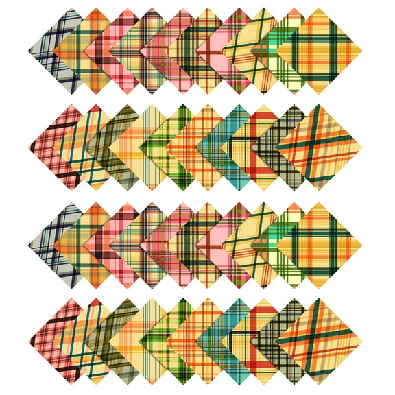 Soimoi Check Print Precut 5-inch Cotton Fabric Quilting Squares Charm Pack DIY Patchwork Sewing Craft-Yellow