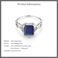 thumbnail image 5 of Gem Stone King 2.07 Ct Emerald Cut Blue Lapis White Diamond 925 Sterling Silver Ring (Size 5), 5 of 5