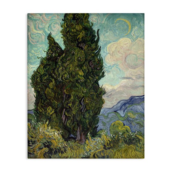 Stupell Industries Van Gogh Cypress Landscape Landscape & Nature Painting Wrapped Canvas Art Print Wall Art, 36 x 48