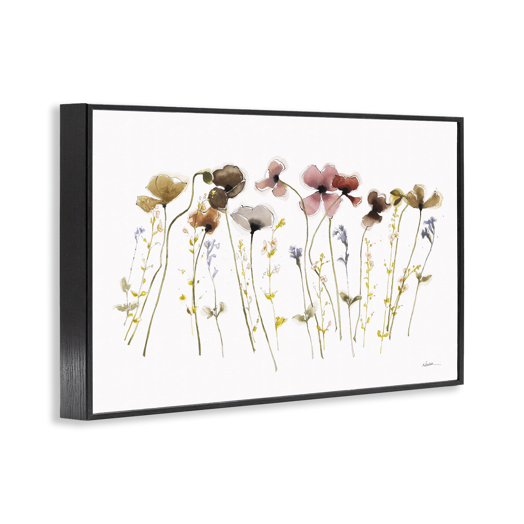 Stupell Industries Spring Poppy Sprigs Botanical & Floral Painting Black Framed Art Print Wall Art, 18 x 12