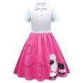 thumbnail image 1 of PMVFHDE Robes pour Filles - Robe Caniche des Années 1950 pour Enfants Classique Sock Hop Tenue de Fête Intemporelle Rose Vif, 3-4 Ans, 1 of 3