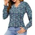 thumbnail image 5 of Fantaslook Womens Tops Dressy Blouses V Neck Puff Long Sleeve Tunic Tops Button Fall Shirts, 5 of 9