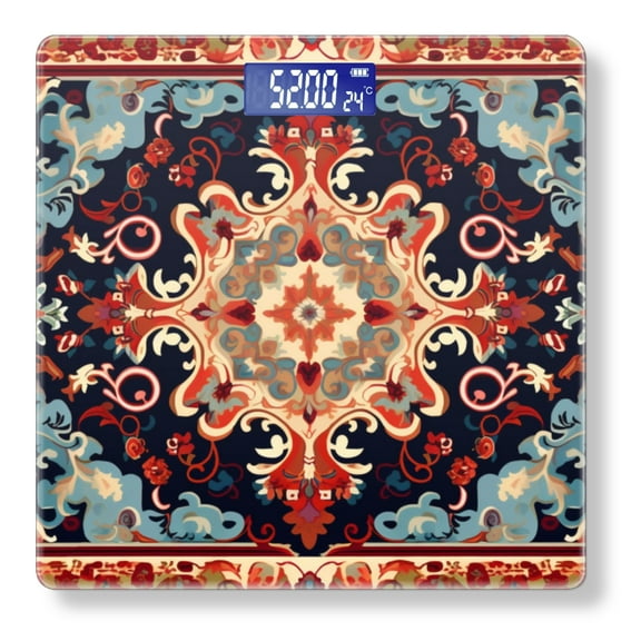 High Precision Body Weight Scale Smart Bathroom Scales with Large LCD Display(400lbs),Decorative for Bedroom-Carpet Design With Traditional Chinese Patterns