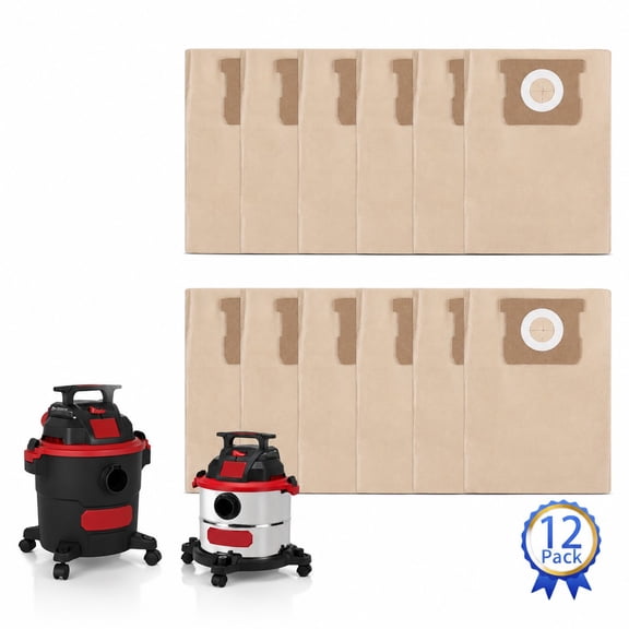 12 Pack 19-3100 High-Efficiency Disposable Filter Bag, Compatible with Hyper Tough 5 Gallon Wet/Dry Vacuum