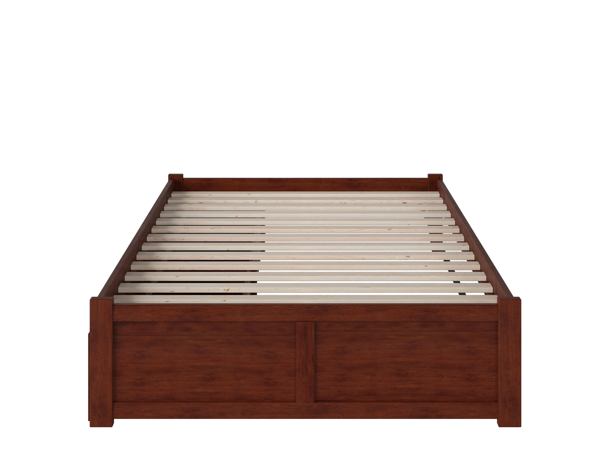 AFI Concord Full Solid Wood Platform Bed with Footboard & 2 Storage Drawers in Walnut