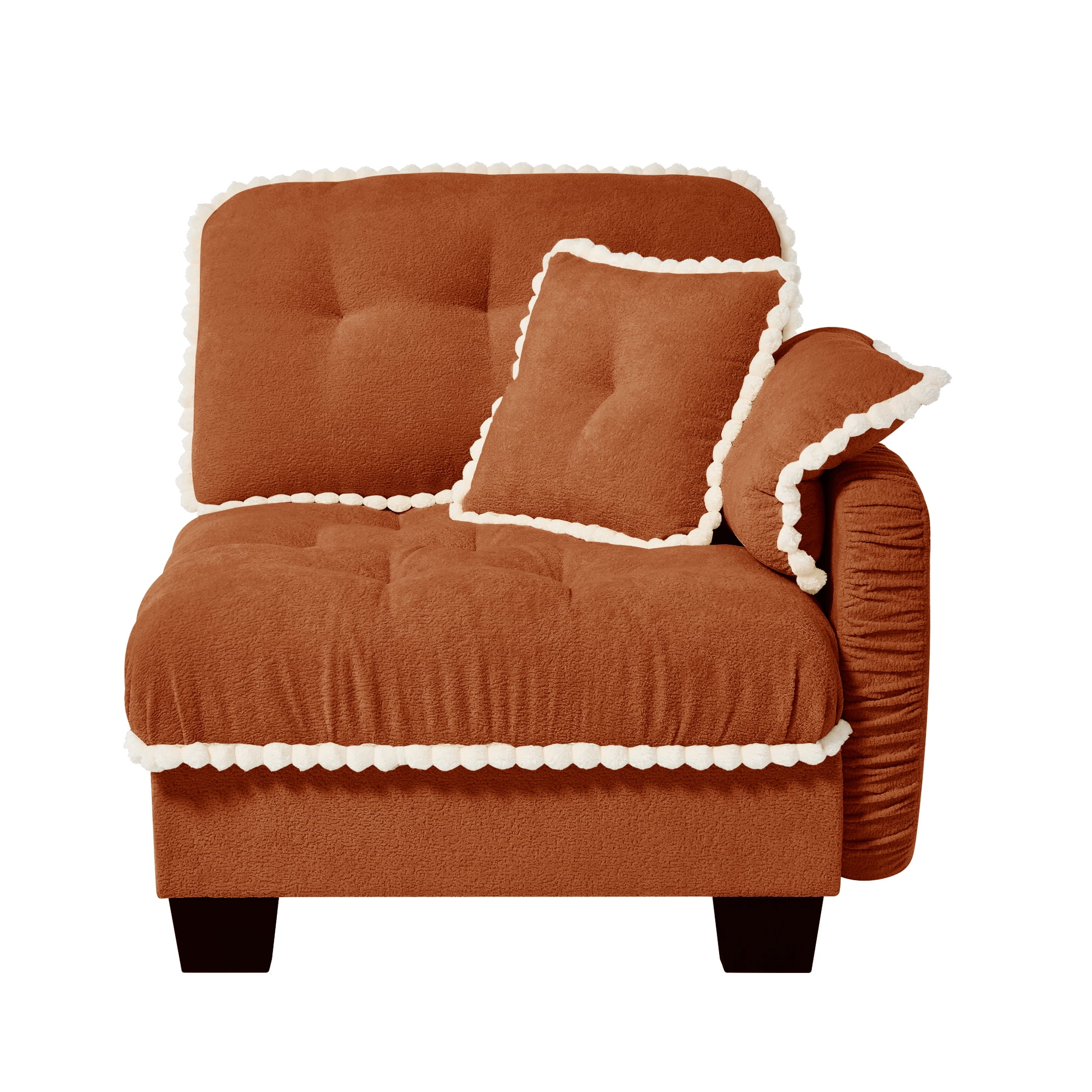 Orange Chenille Right Side Facing Sofa with Comfortable Cushions and Durable Frame for Living Room Seating