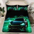 thumbnail image 2 of Manfei Colorful Racing Car Full Size Sheets,Speed Game Bed Sheets,Green Black Vehicle Sheet Sets For Kids,Breathable Home Decor,4-Piece, 2 of 7