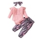 thumbnail image 1 of Body De Bebé, Conjunto De Canastilla, Monos Para Niñas Pequeñas, Pelele De Algodón De Manga Larga, Pantalones Estampados, Tocado, Traje Rosa Odeerbi LM103-8037, 1 of 7