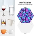 thumbnail image 6 of Lsque Flower Happy Skull Pattern 4" Drink Coasters Set of 4, PVC Leather Absorbent Coasters, Table Coaster Set Decorative Coffee Cup Coasters Housewarming Gift -Hexagon, 6 of 6