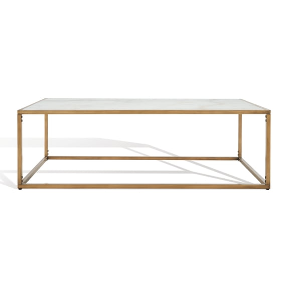 SAFAVIEH Couture Brynna Glam Marble Coffee Table, White/Bronze