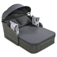thumbnail image 2 of Smuxee Patio Rattan Daybed Pillows Cushioned Sofa Furniture 77.16 lb, Wicker Material, Gray, 2 of 7
