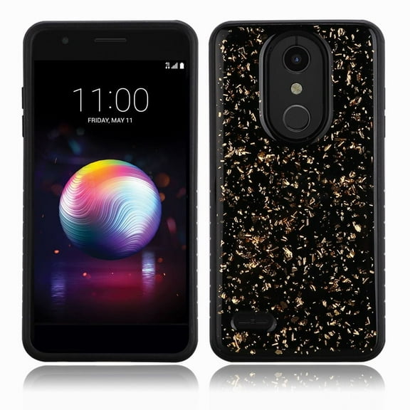 GSA Slim Hybrid Frozen Gold Glitter Case For LG K30 LG K10 (2018) Black