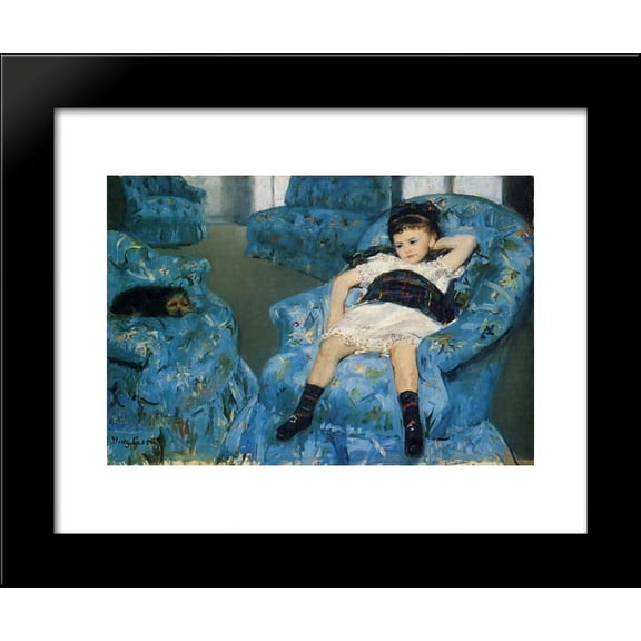Little Girl in a Blue Armchair 20x24 Framed Art Print by Mary Cassatt
