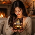 thumbnail image 4 of Light-Up Pumpkins Cottage, Vintage Resin Pumpkin Stone Ghost House, Fall Harvest Cottage, Summerween Decor for Halloween Thanksgiving Fall Village Scenes Home Decor A, 4 of 8