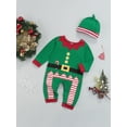 thumbnail image 3 of Qiylii Baby Christmas Romper, 2Pcs Santa Claus Snaps Jumpsuit + Hat,0-12M, 3 of 8