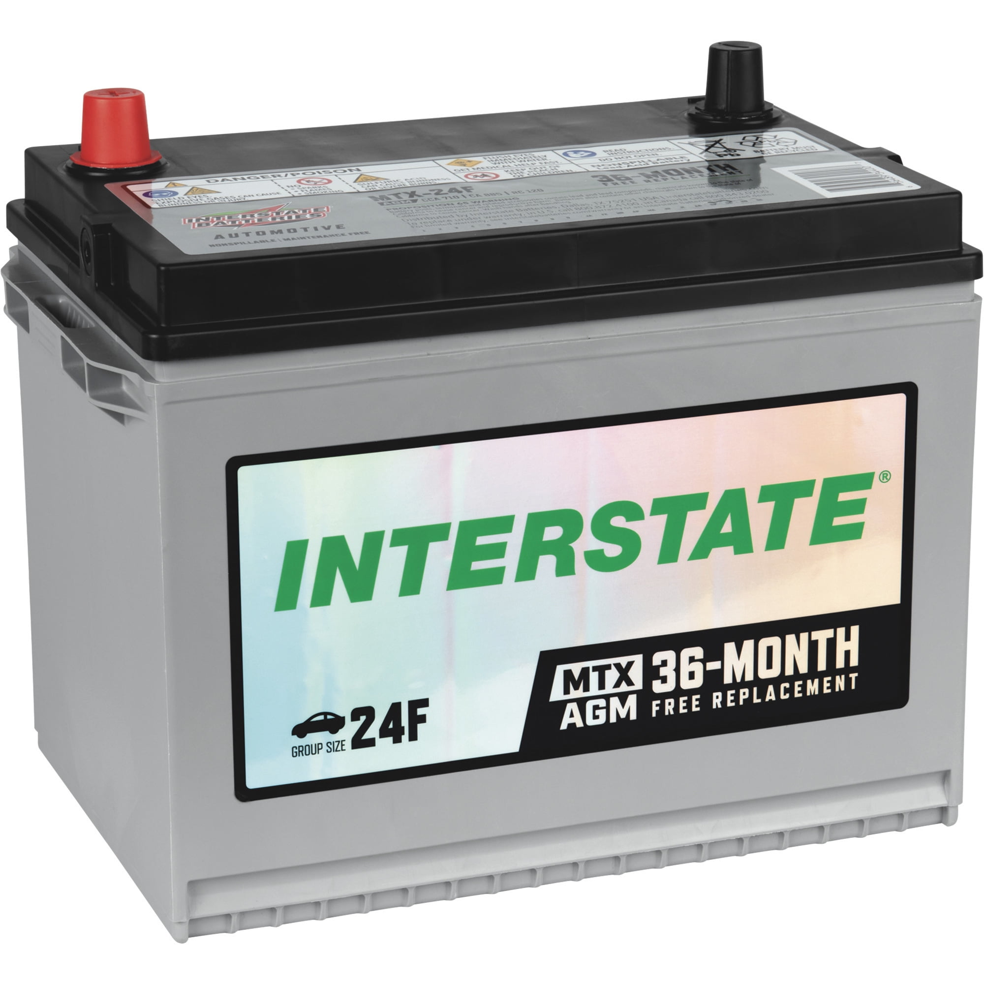 Interstate MTX Series Automotive Battery, Group Size 24F, 12 Volt, 710 CCA, Absorbed Glass Mat, Model# MTX-24F