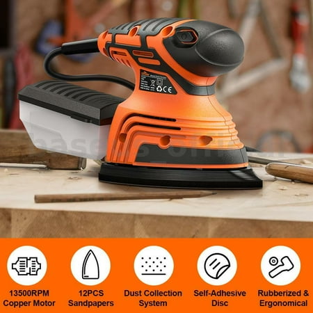 

TOPSHAK 120V 13500r/min Classic Mouse Detail Sander W/ 12X Sandpapers + Dust Box