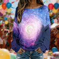 thumbnail image 2 of DHFJKG Sweaters For Women Long Sleeve Shirts Galaxy Printed Lightweight Knit Pullover Ribbed Casual Loose Fit Crewneck Soft Blouse Spring Comfortable Tops, 2 of 5