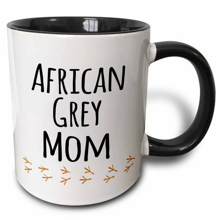 

African Grey Parrot Mom - bird lover exotic pet owner - for her - text with bird footprints 15oz Two-Tone Black Mug mug-154032-9