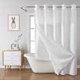 thumbnail image 2 of FUWEN Cortina de Ba&ntilde;o sin Gancho con Forro a Presi&oacute;n 183x190cm, Cortina de Ducha Tipo Gofre, Cortina Regadera Antimoho y Impermeable, Duradero, F&aacute;cil de Instalar, para, 2 of 9