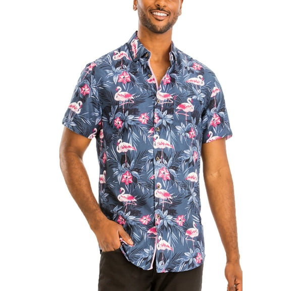Men Hawaiian Shirt Vacation Short Sleeve Casual Button Down Shirts Summer Beach Shirt