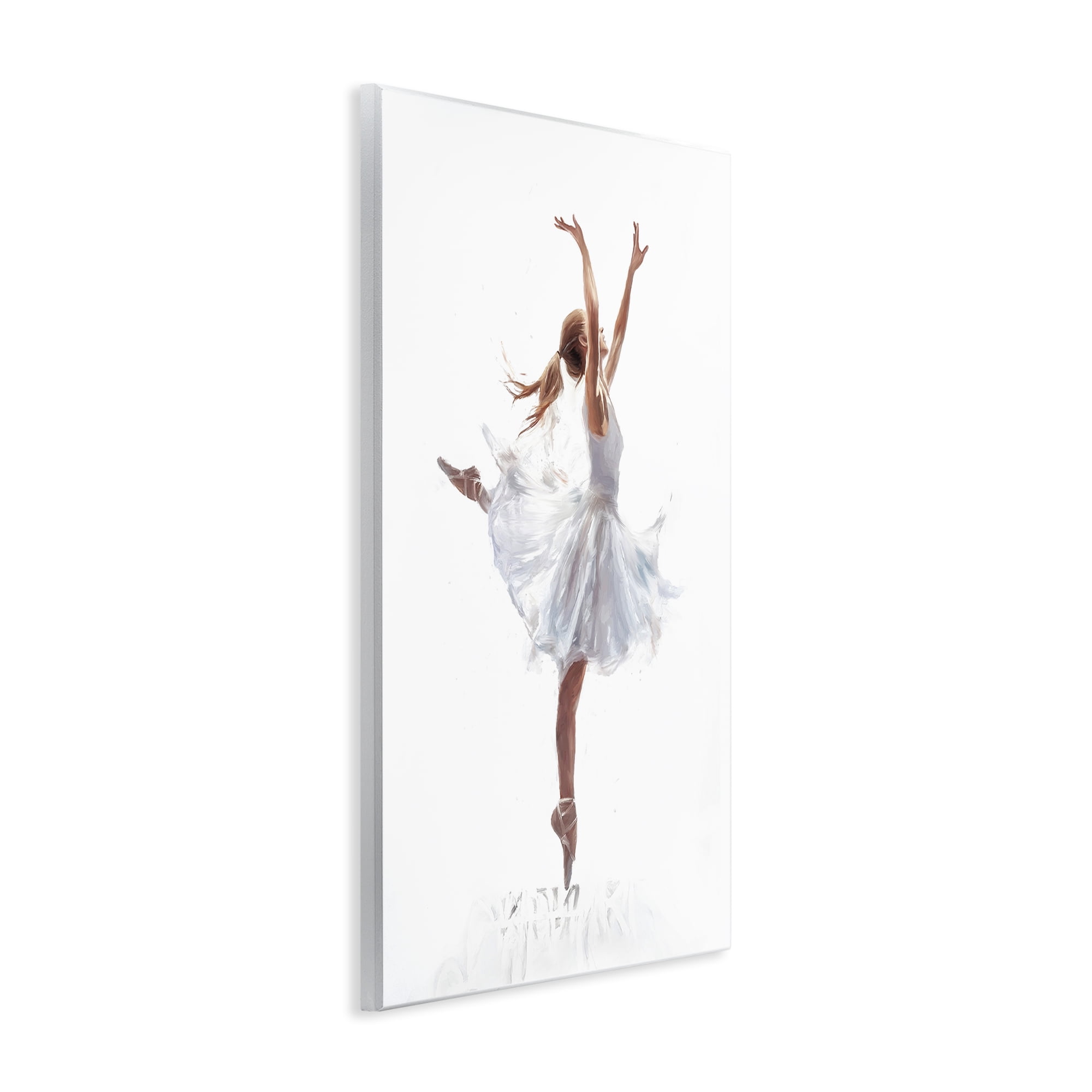 Stupell Industries Graceful Ballerina in White Novelty Painting Unframed Art Print Wall Art, 13 x 19
