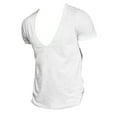 thumbnail image 2 of Sinleey Deep V Neck T Shirt for Men Low Cut Slim Fit Basic Tee Short Sleeve Gym Sport Top Casual White L, 2 of 5