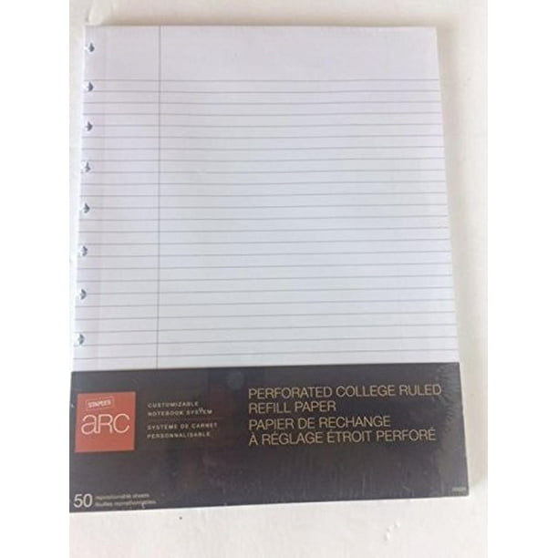 staples arc customizable notebook perforated college ruled refill paper, 11inch x 8.5inch